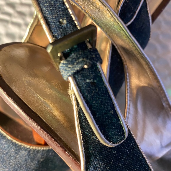 Ladies Denim Step  In Open Toe pumps size 8 - Picture 4 of 6